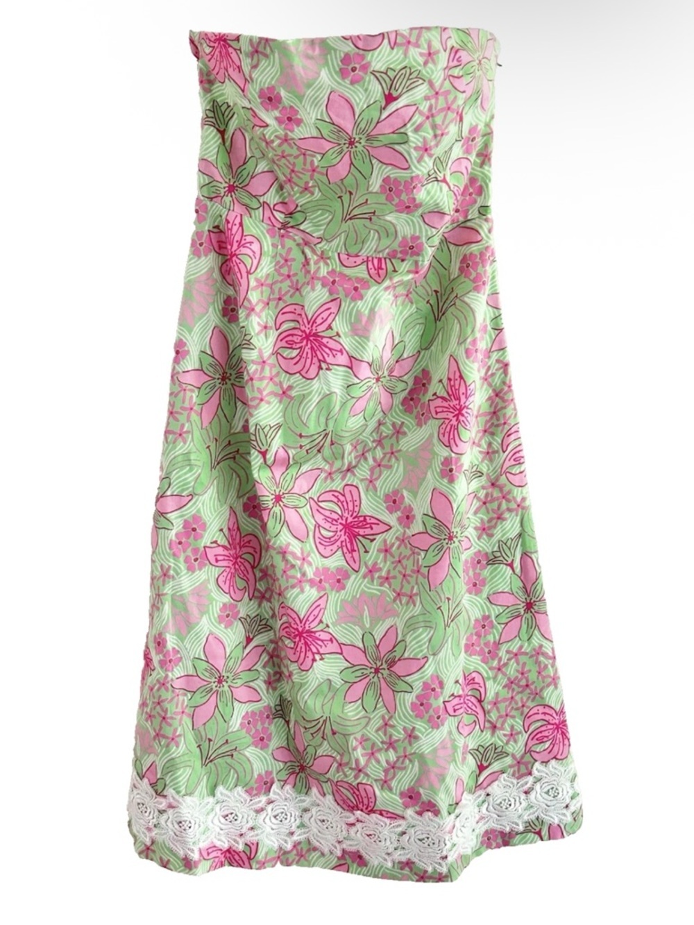 Lilly Pulitzer | Corrina Dress Size 6 Green Clover Strapless Cotton - Picture 1 of 14